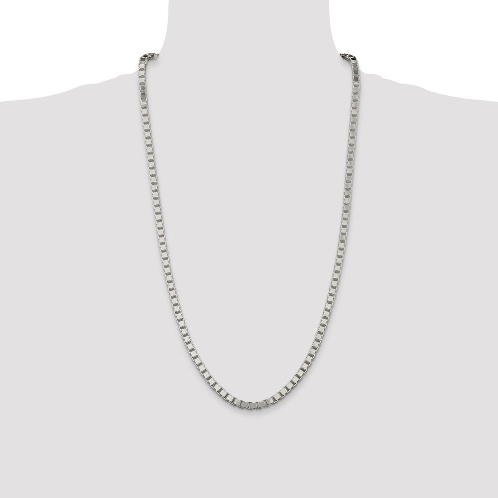 Sterling Silver 4.5mm Box Chain Necklace 28"