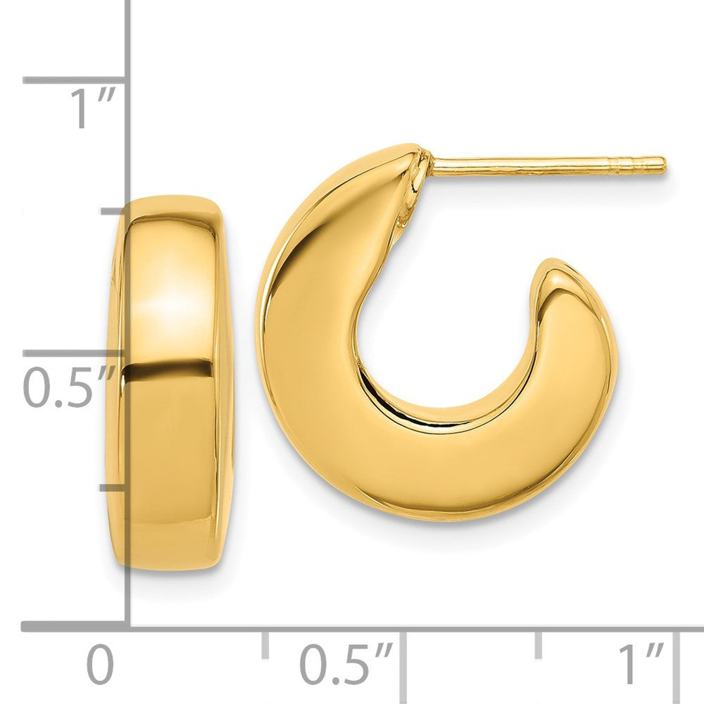 14k Yellow Gold Polished J-Hoop Earrings
