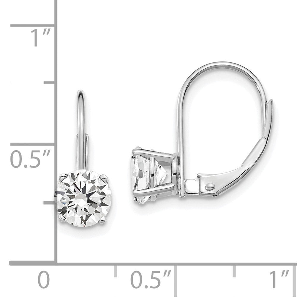 14k White Gold 6mm Cubic Zirconia Leverback Drop & Dangle Earrings