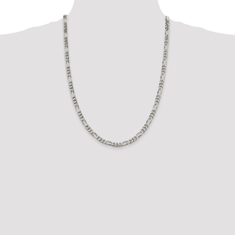 Sterling Silver 5.5mm Figaro Chain Necklace 24"