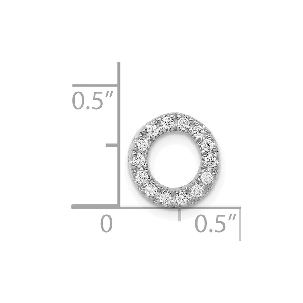 14k White Gold Diamond Letter O Initial Charm Pendant