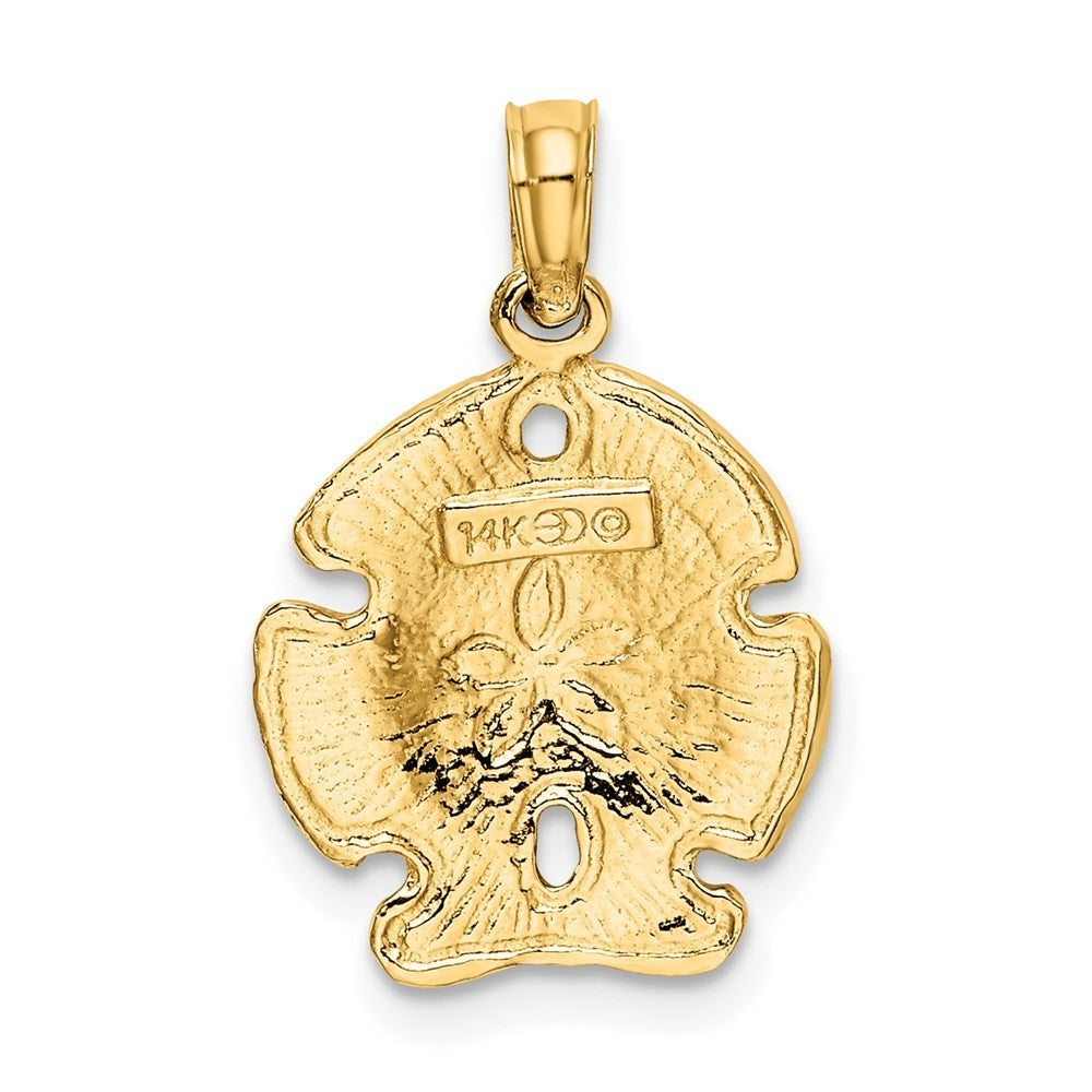 14k Yellow Gold Polished Sand Dollar Charm Pendant