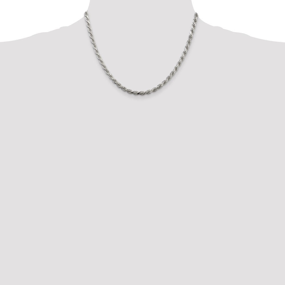 Sterling Silver 4.25mm Diamond-cut Rope Chain Necklace 18"