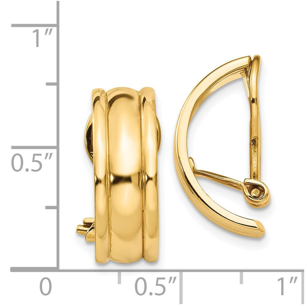 14k Yellow Gold Fancy Non-pierced Hoop Earrings