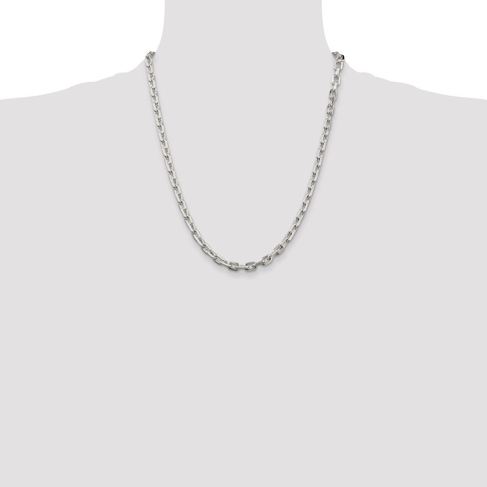 Sterling Silver 5.4mm Beveled Oval Cable Chain Necklace 22"