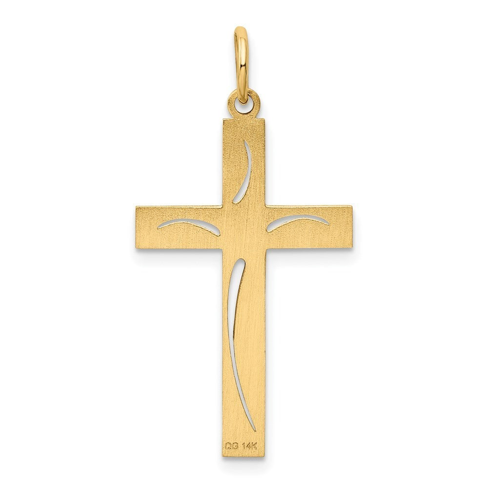 14k Yellow Gold Laser Designed Cross Pendant