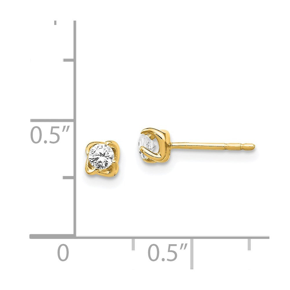 14k Yellow Gold Diamond Stud Earrings