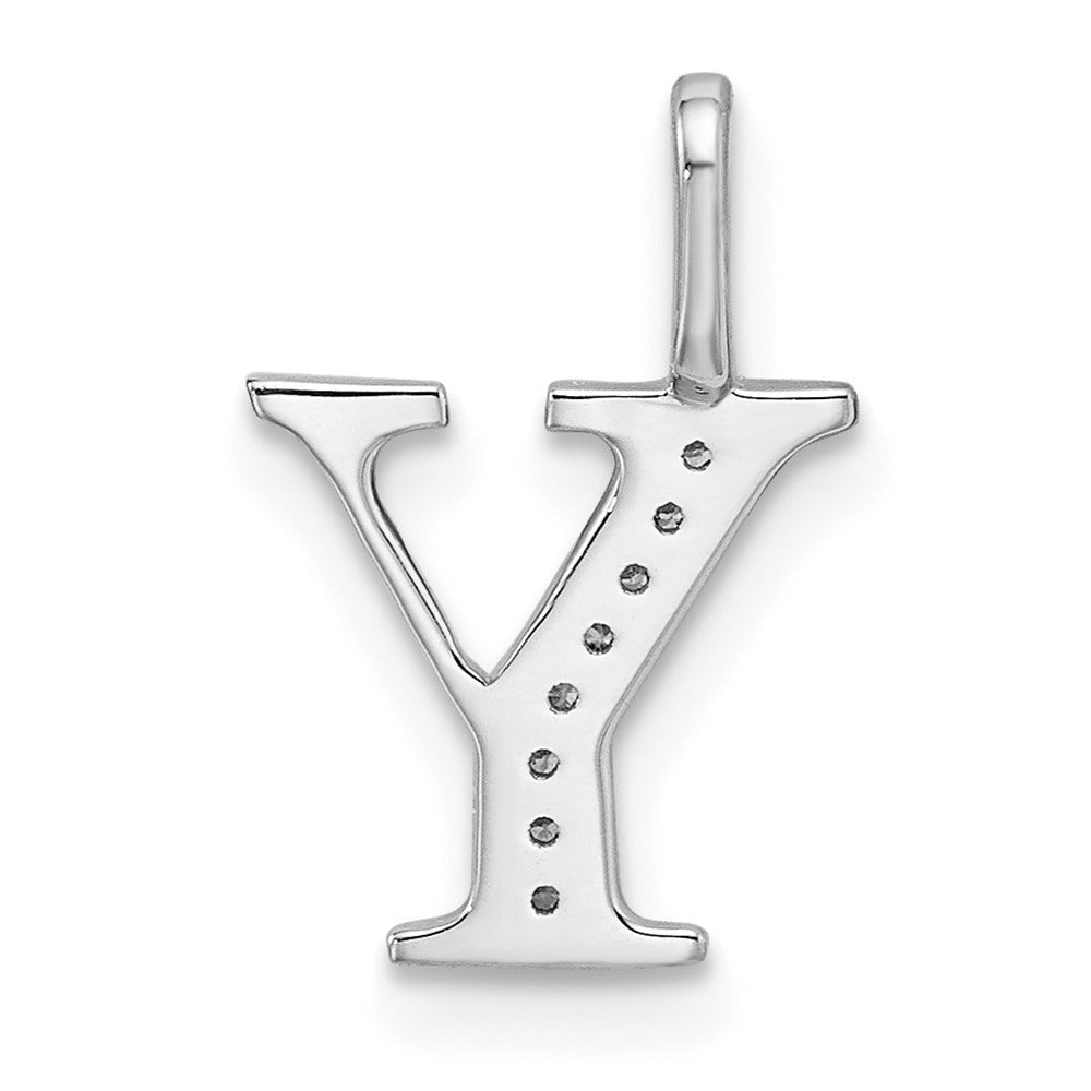 14k White Gold Diamond Letter Y Initial Pendant
