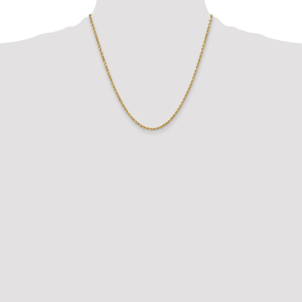 14k Yellow Gold 3mm Semi Solid Diamond-cut Rope Chain Necklace 20"