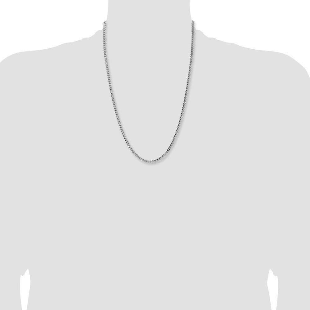Sterling Silver 4mm Domed w/ Side Diamond-Cut Curb Chain Necklace 24"