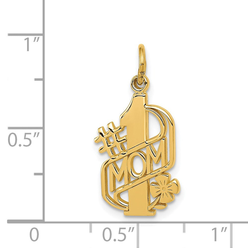 14k Yellow Gold #1 MOM Charm Pendant
