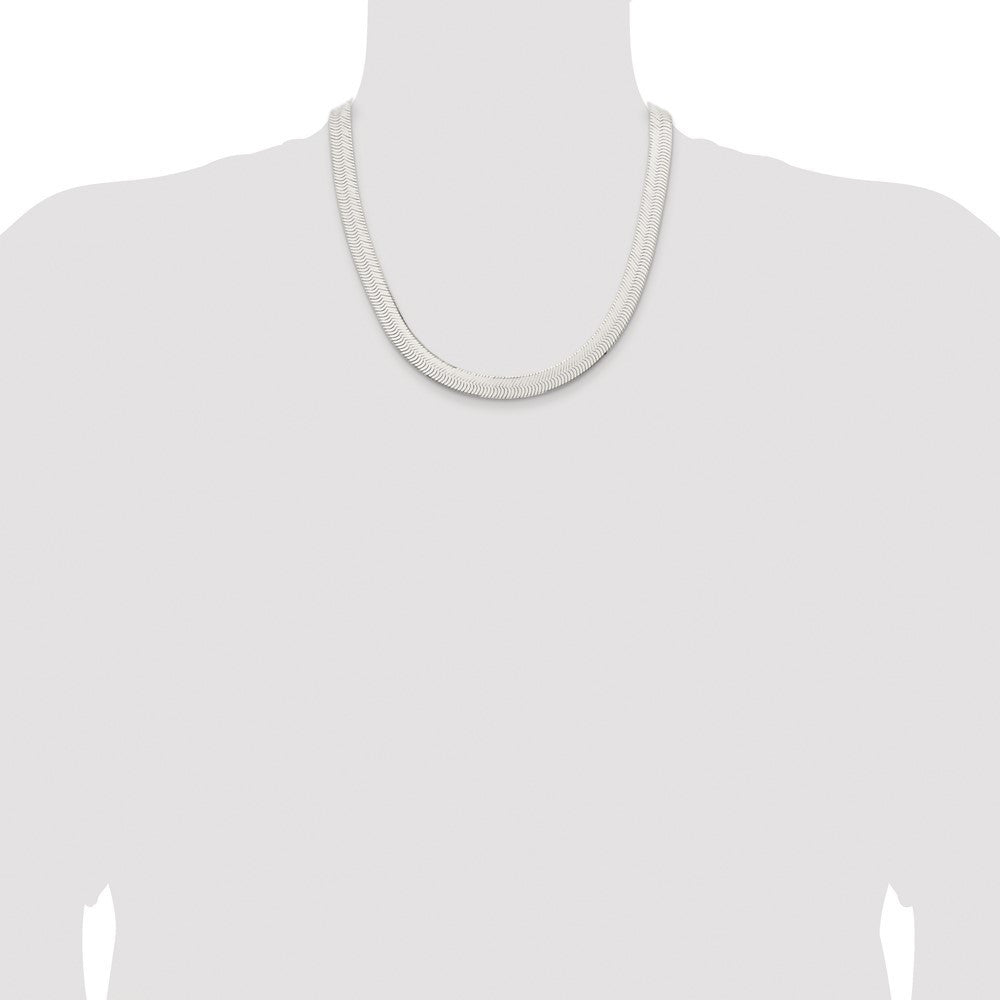 Sterling Silver Rhodium-plated 10.5mm Magic Herringbone Chain Necklace 20"