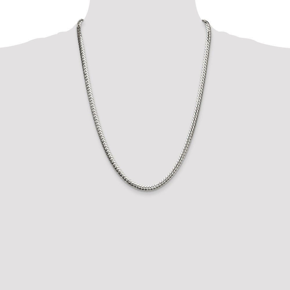 Sterling Silver Polished 5.1mm Double Oval Flat Chain Necklace 24"