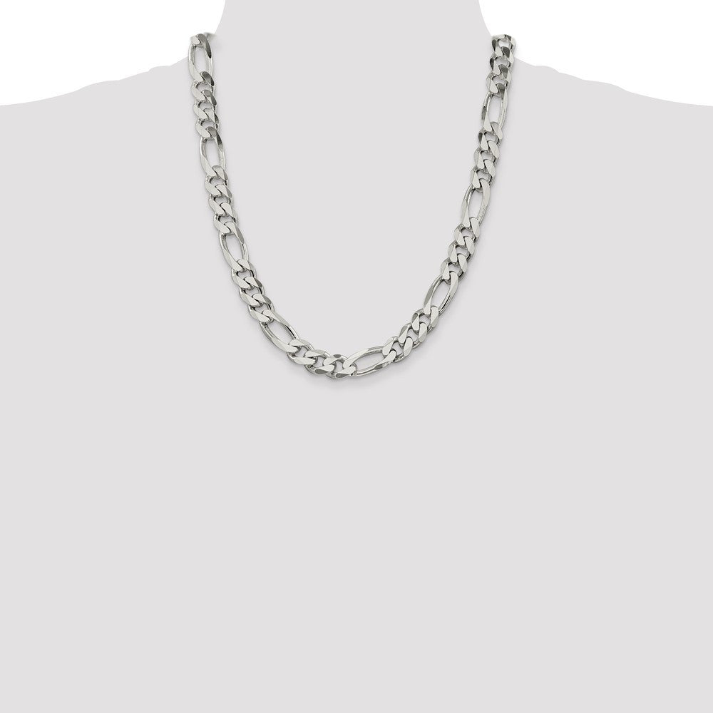Sterling Silver 10.75mm Figaro Chain Necklace 22"