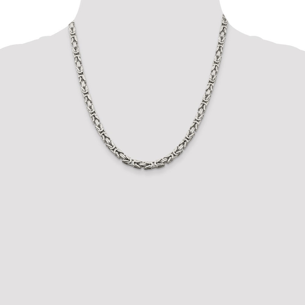 Sterling Silver 5mm Byzantine Chain Necklace 20"