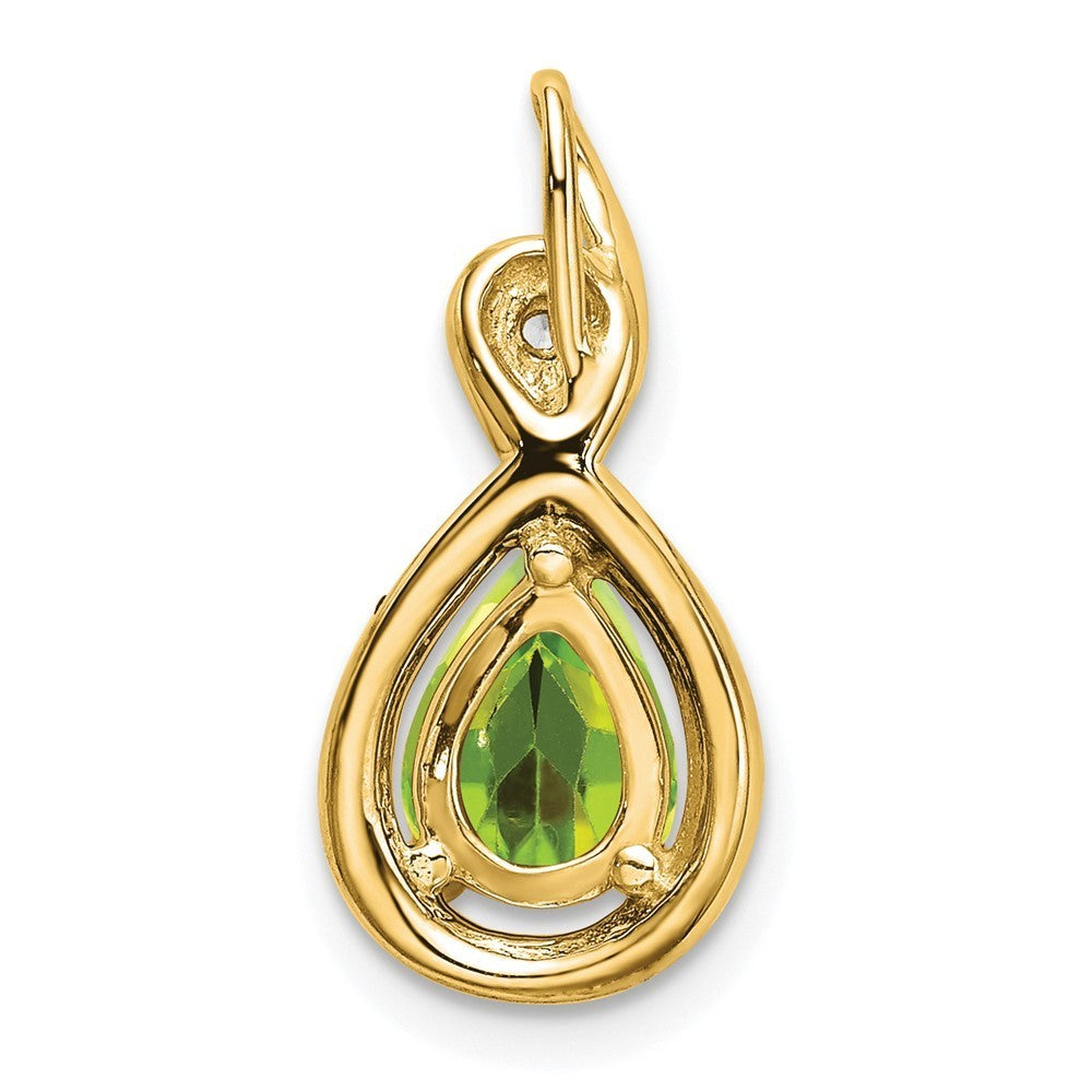 14k Yellow Gold Pear Peridot and Diamond Pendant