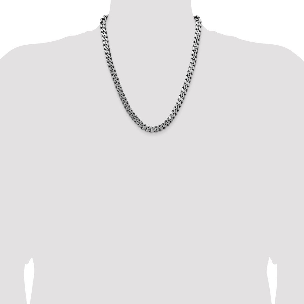 Sterling Silver Antiqued 8.3mm Curb Chain Necklace 22"