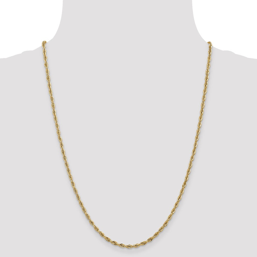 14k Yellow Gold 2.8mm Semi Solid Rope with Lobster Clasp Chain Necklace 24"