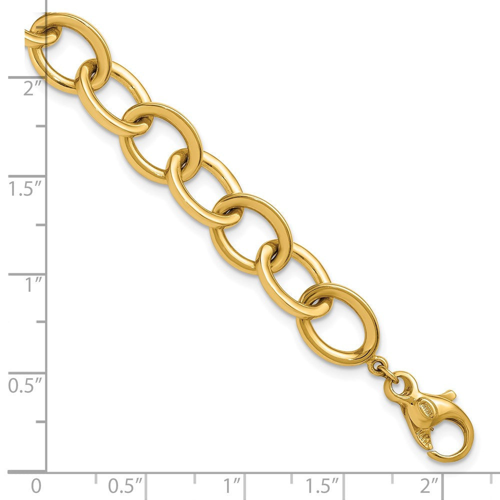 14k Yellow Gold Polished Oval Cable Chain Dangle Earrings