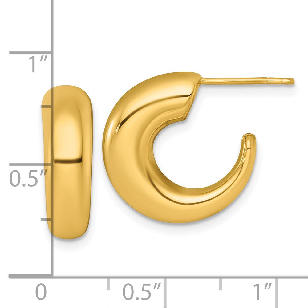 14k Yellow Gold Polished Tapered Hollow C-Hoop Earrings