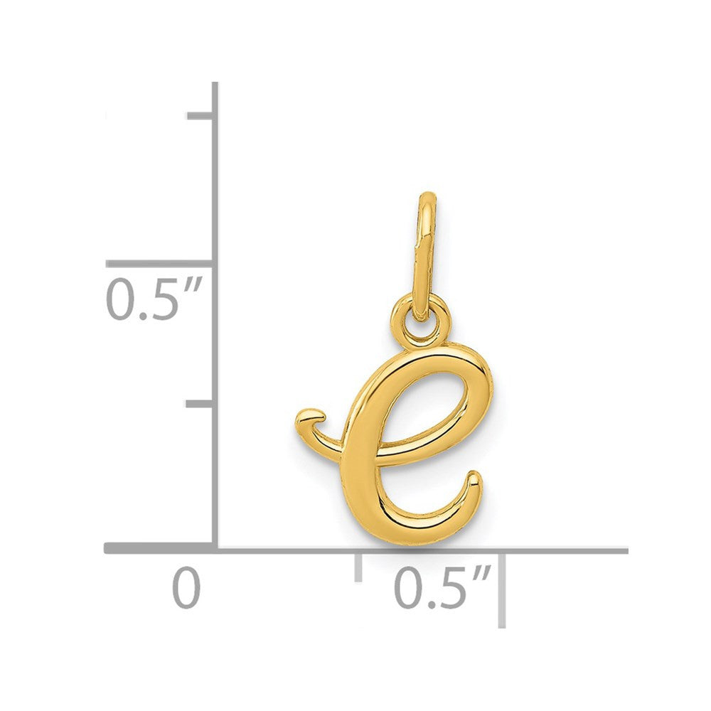 14k Yellow Gold Letter E Initial Charm Pendant