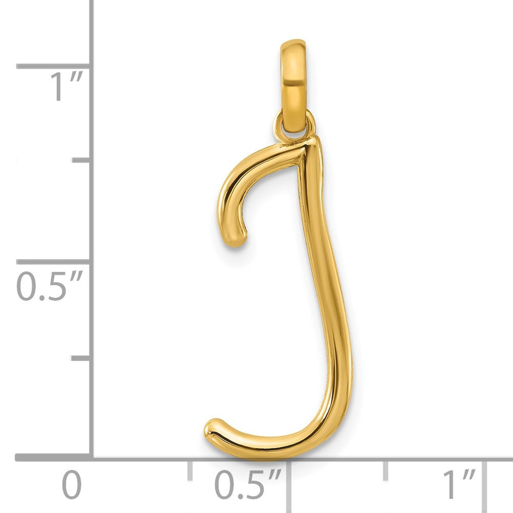 14k Yellow Gold Fancy Letter J Initial Pendant
