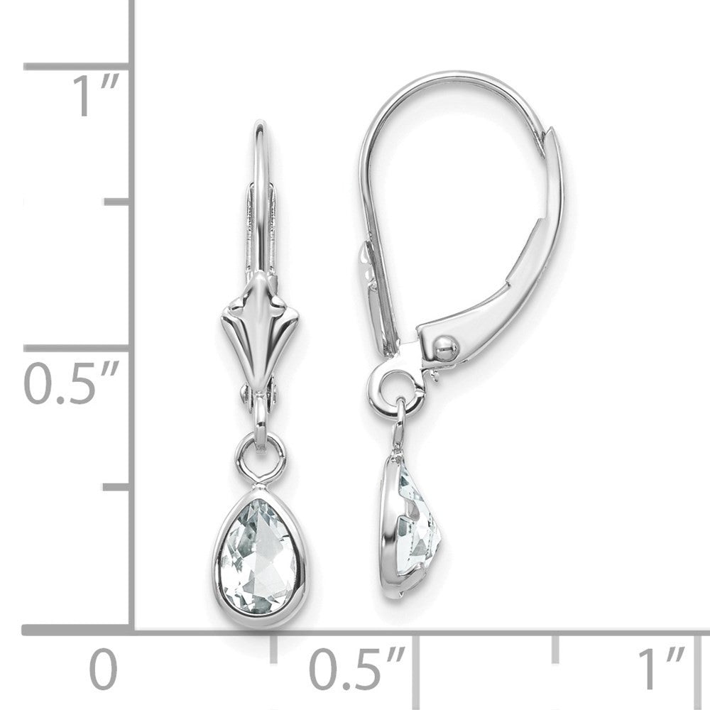14k White Gold 6x4mm White Topaz/April Dangle Earrings