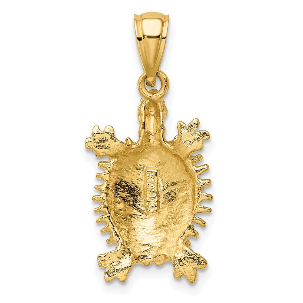 14k Yellow Gold Land Turtle Charm Pendant