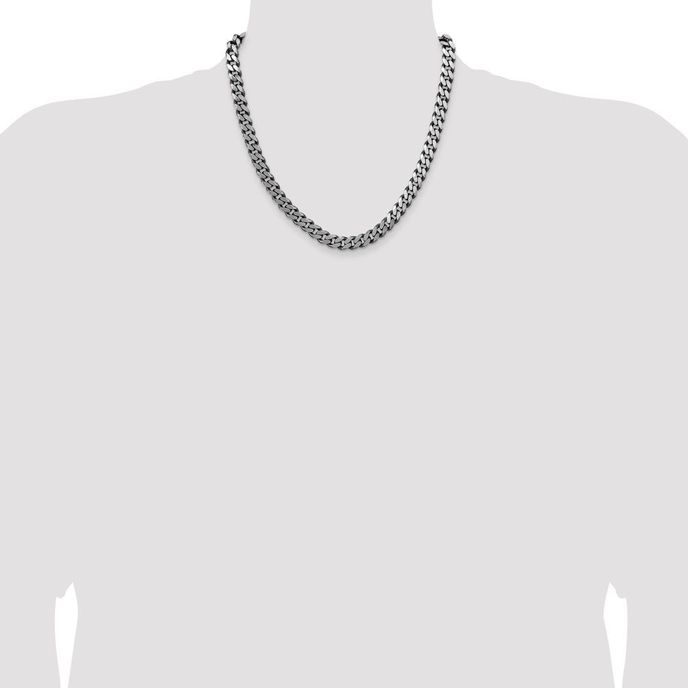 Sterling Silver Antiqued 8.3mm Curb Chain Necklace 20"