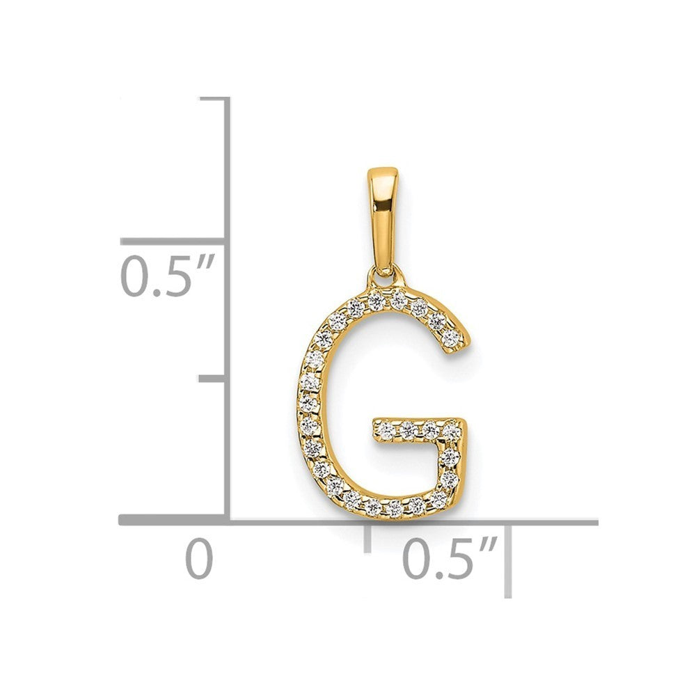14k Yellow Gold Diamond Letter G Initial Pendant