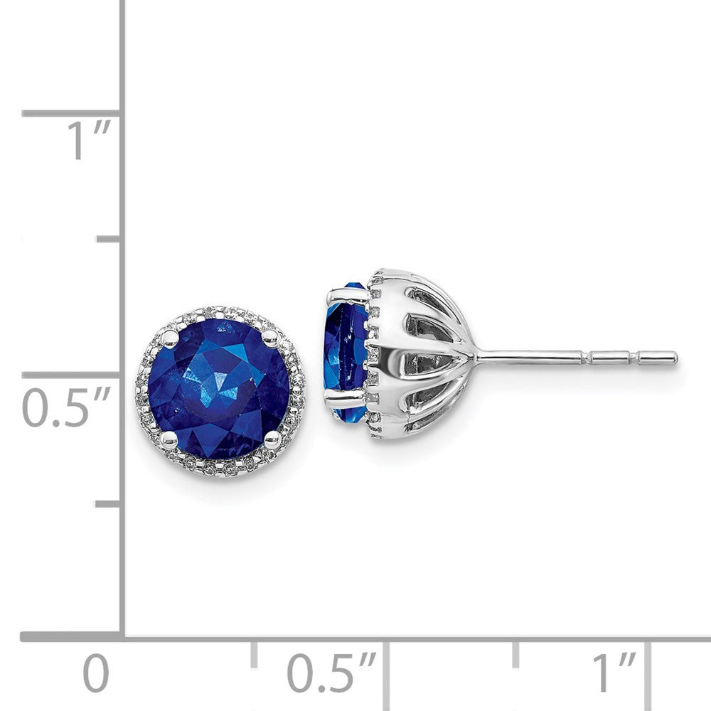 14k White Gold Diamond and Sapphire Stud Earrings
