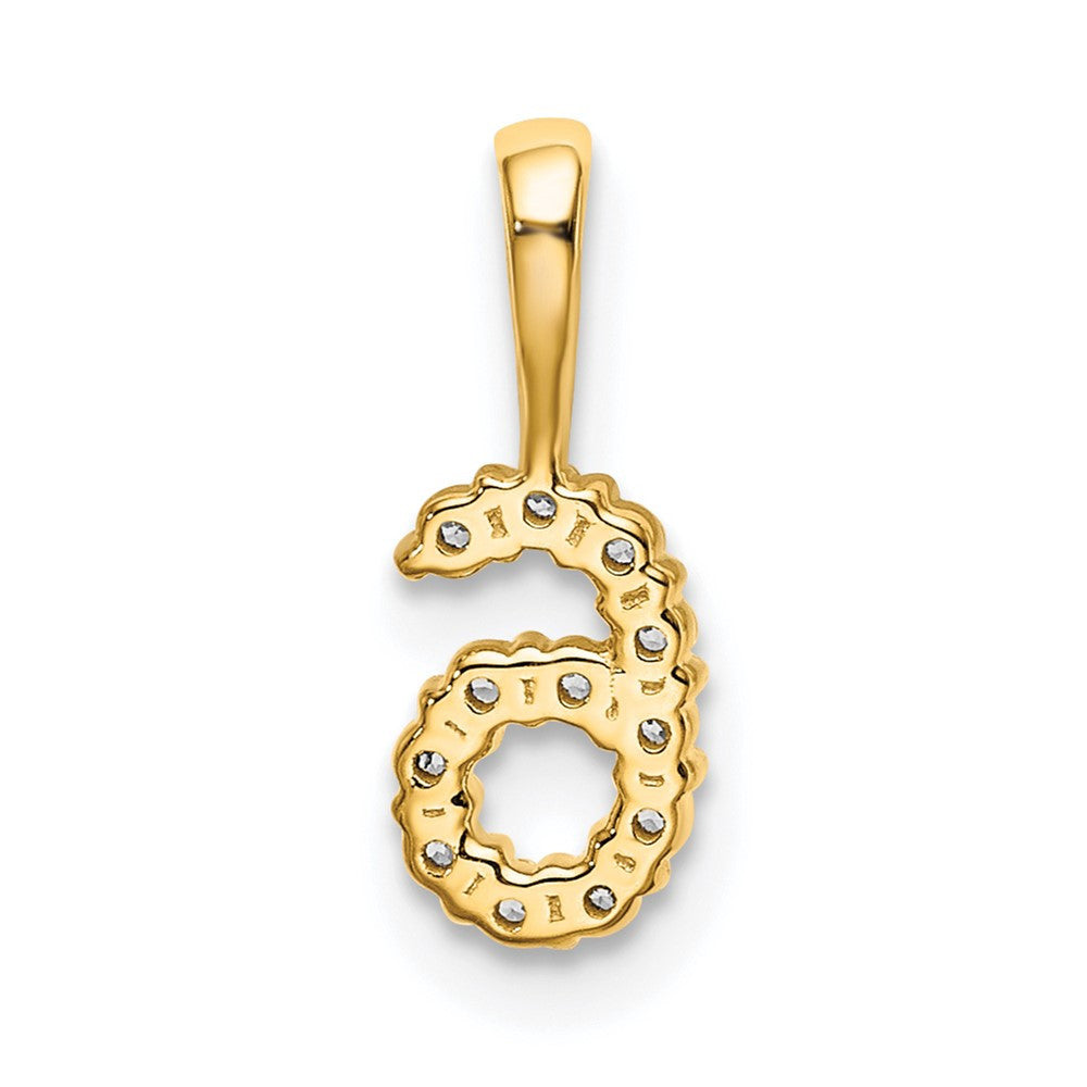 14k Yellow Gold Diamond Number 6 Pendant