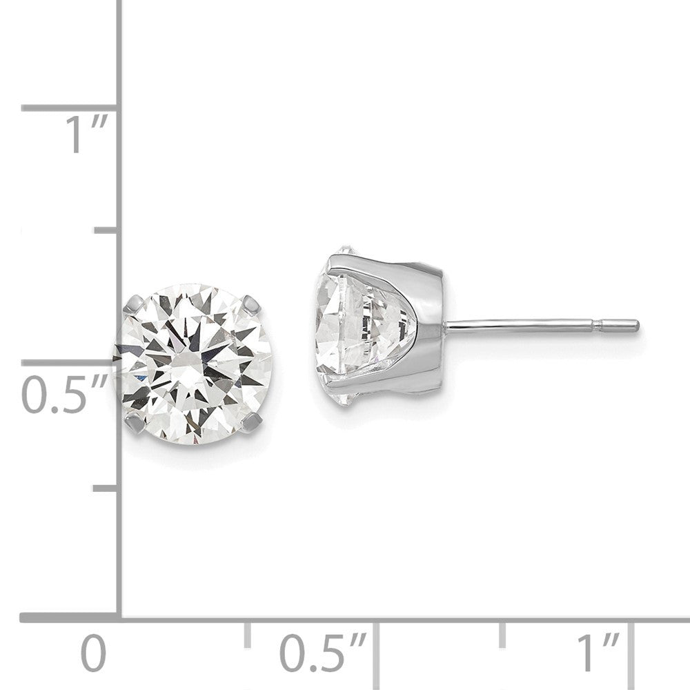 14k White Gold 8mm Cubic Zirconia stud earrings