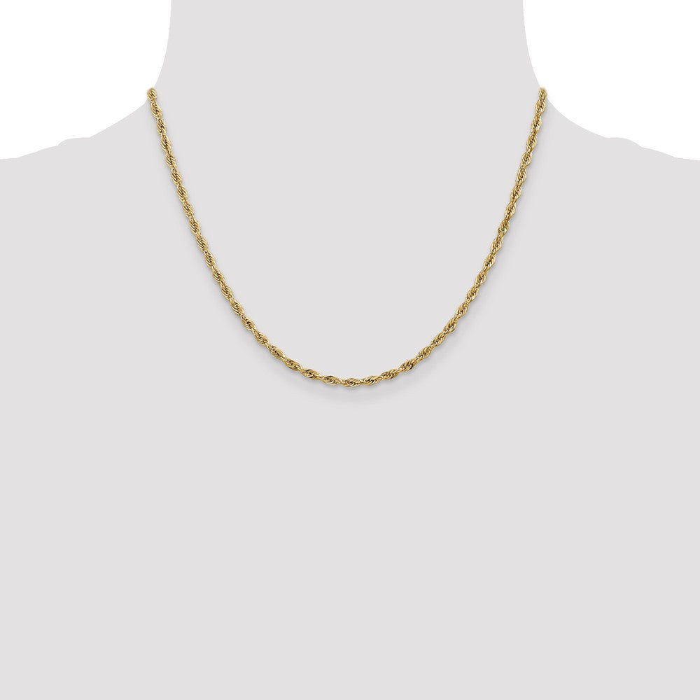 14k Yellow Gold 2.8mm Semi Solid Rope with Lobster Clasp Chain Necklace 18"