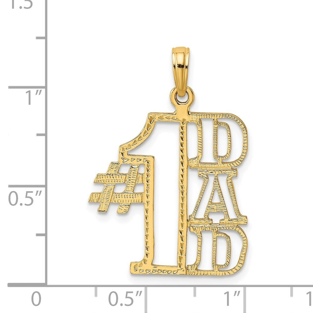 14k Yellow Gold #1 DAD Cut-out Charm Pendant