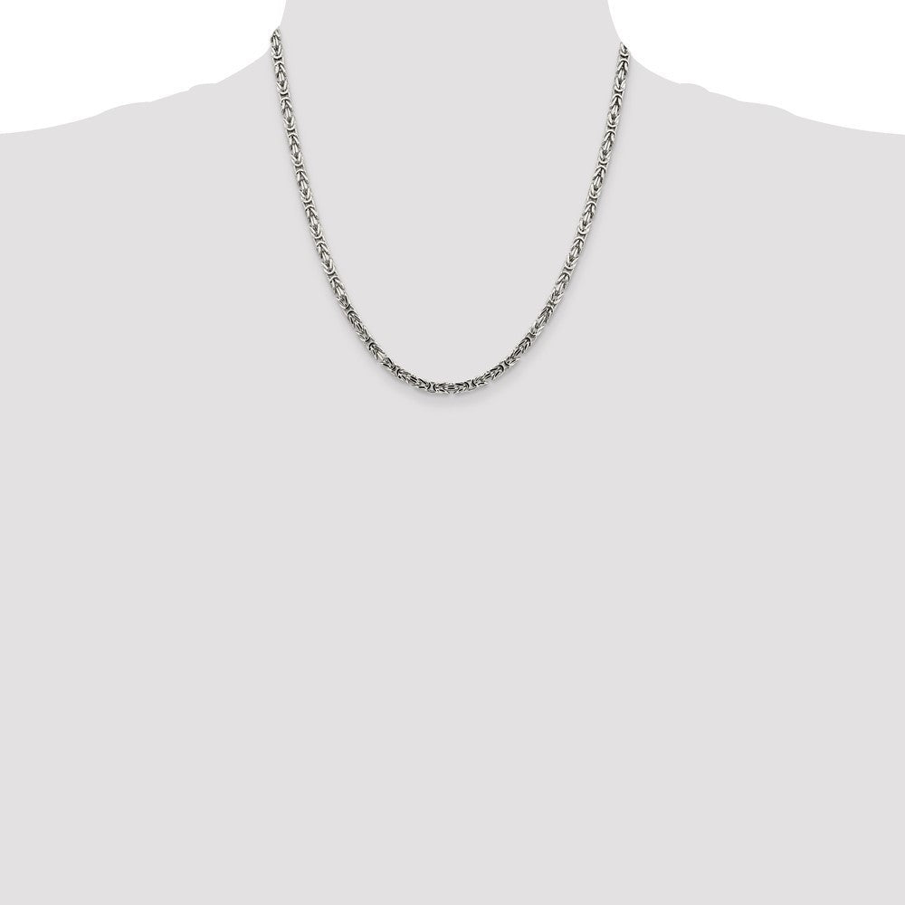 Sterling Silver 3.25mm Byzantine Chain Necklace 20"