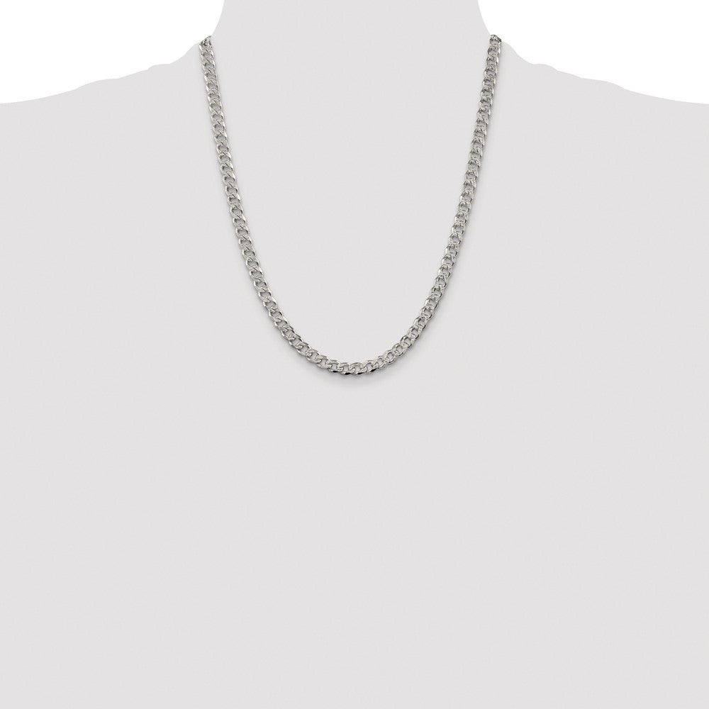 Sterling Silver Rhodium-plated 5.5mm Pav� Curb Chain Necklace 22"