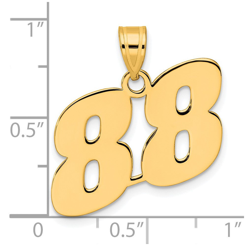 14k Yellow Gold Polished Block Number 88 Pendant