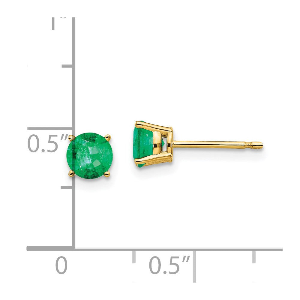 14k Yellow Gold Emerald Stud Earrings