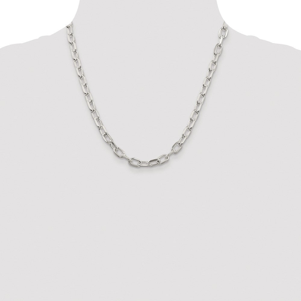Sterling Silver 6.65mm Diamond-cut Long Link Cable Chain Necklace 20"