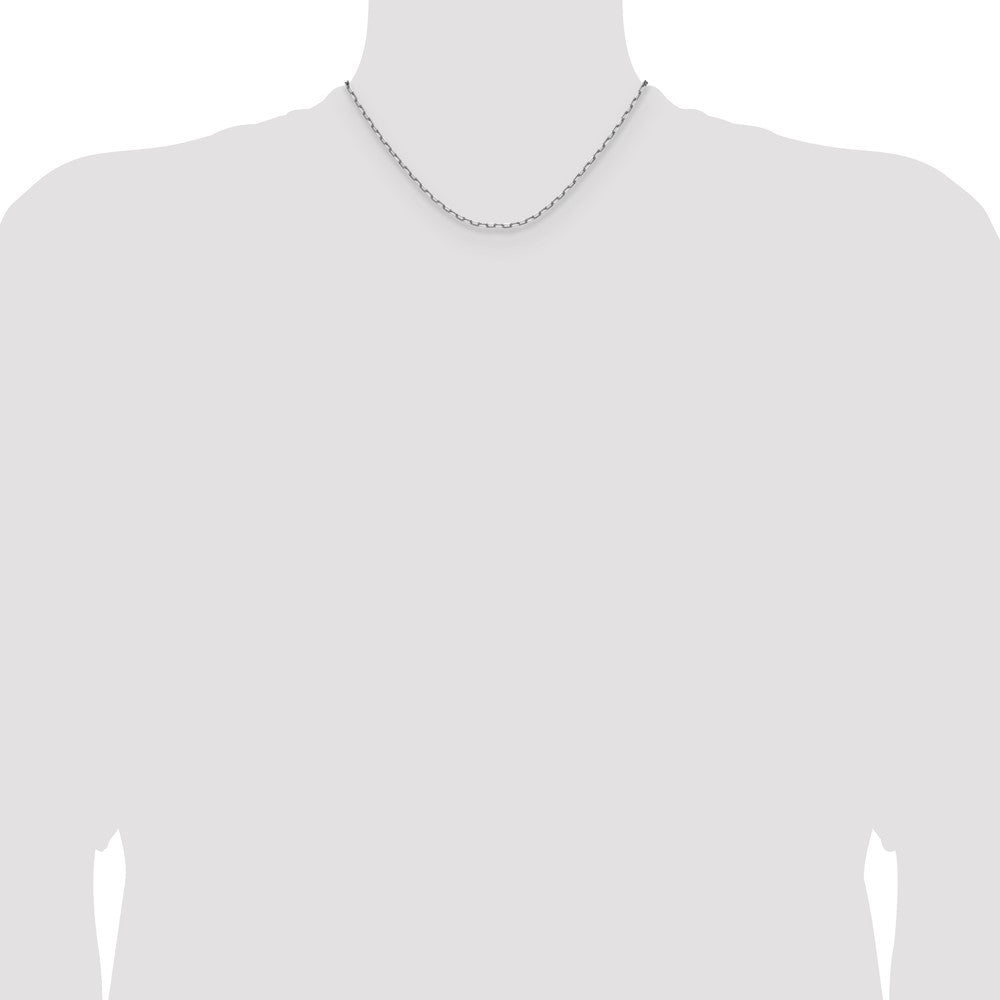 14k White Gold 2.1mm Solid Beveled Paperclip Chain Necklace 16"