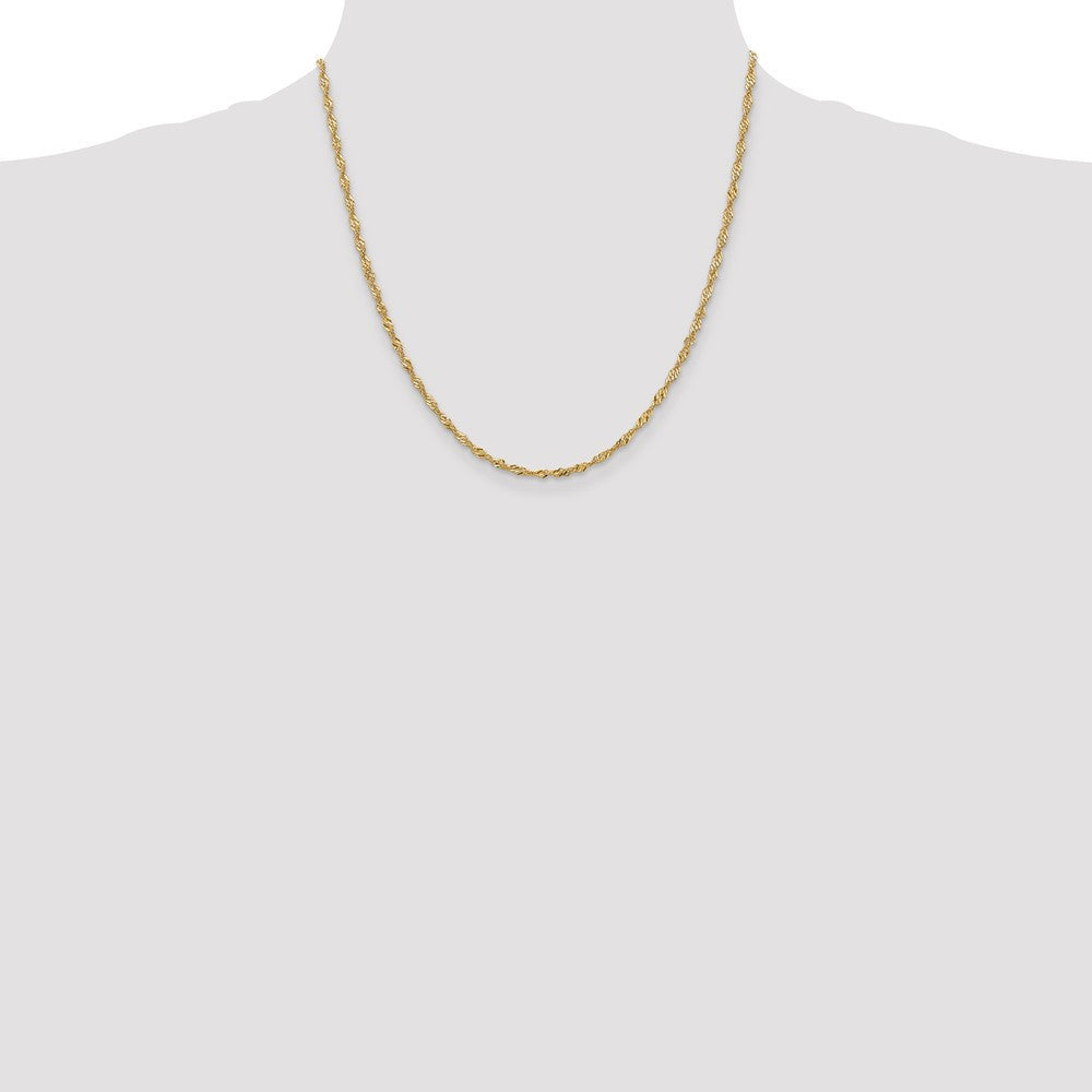 14k Yellow Gold 2mm Singapore with Lobster Clasp Chain Necklace 20"