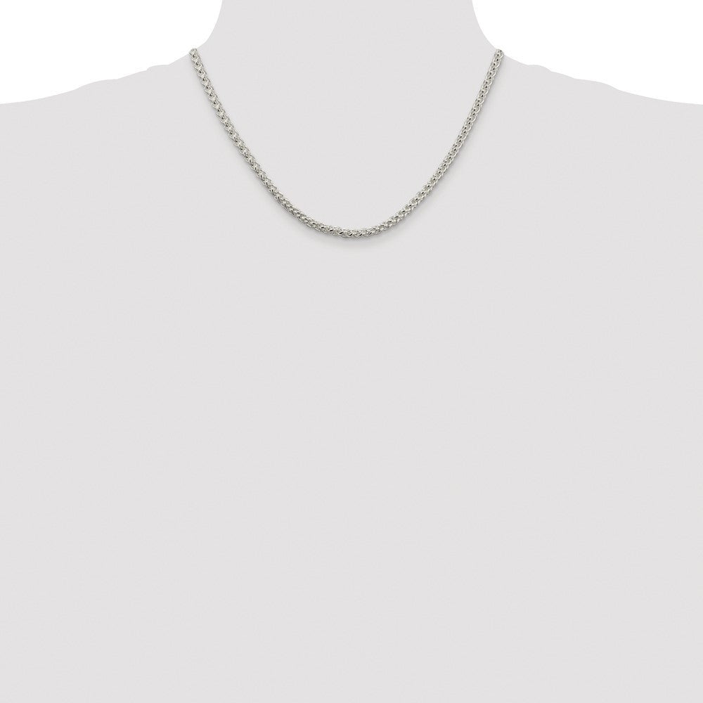 Sterling Silver Rhodium-plated 4mm Round Spiga Chain Necklace 18"