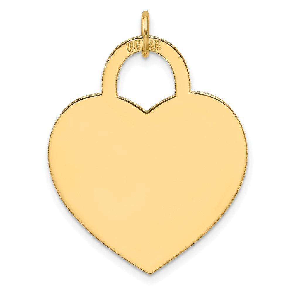 14k Yellow Gold Large Engravable Heart Charm Pendant