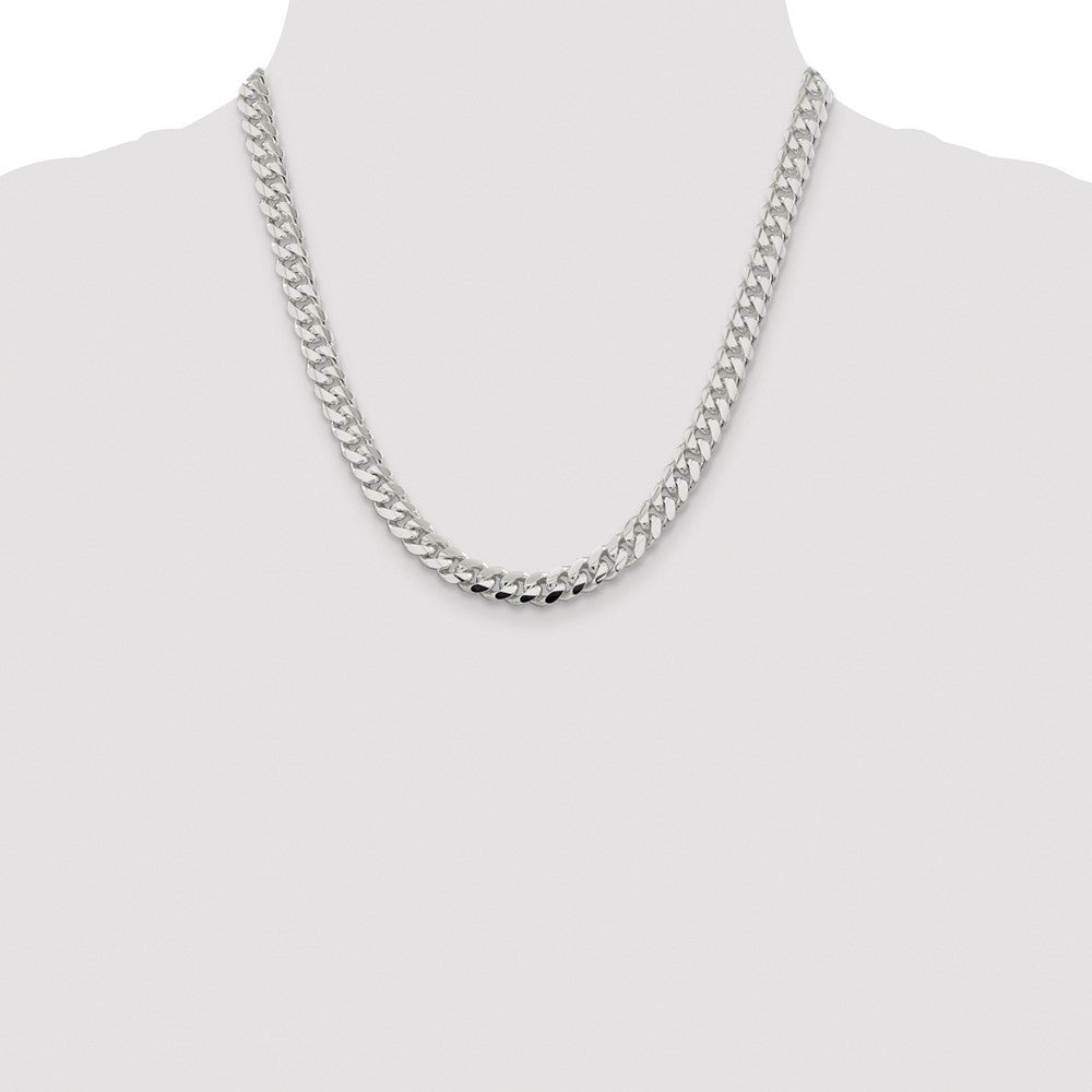 Sterling Silver Rhodium-plated 7.8mm Polished Domed Curb Chain Necklace 20"