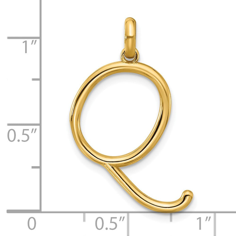 14k Yellow Gold Fancy Letter Q Initial Pendant