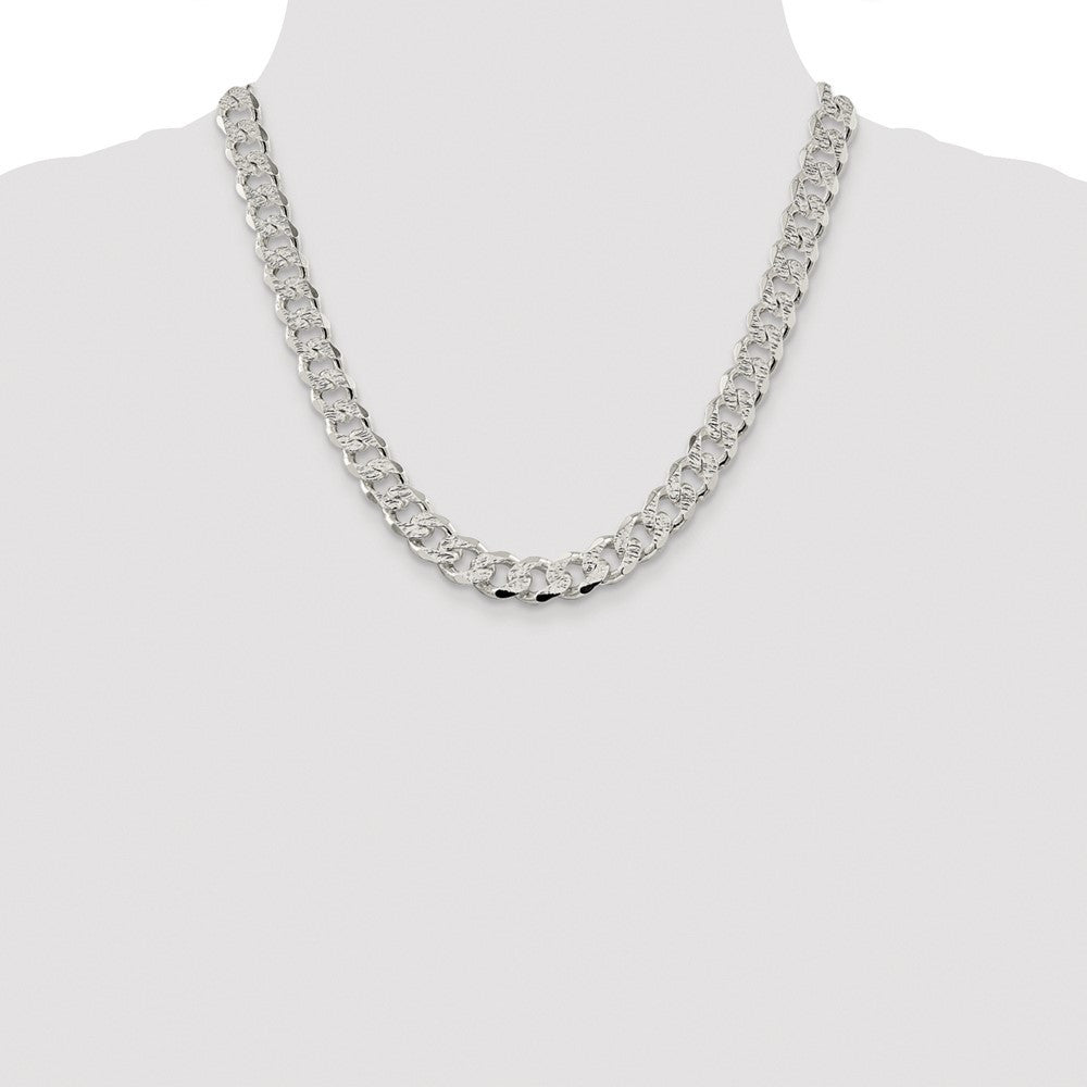 Sterling Silver Rhodium-plated 11.0mm Pav� Curb Chain Necklace 20"