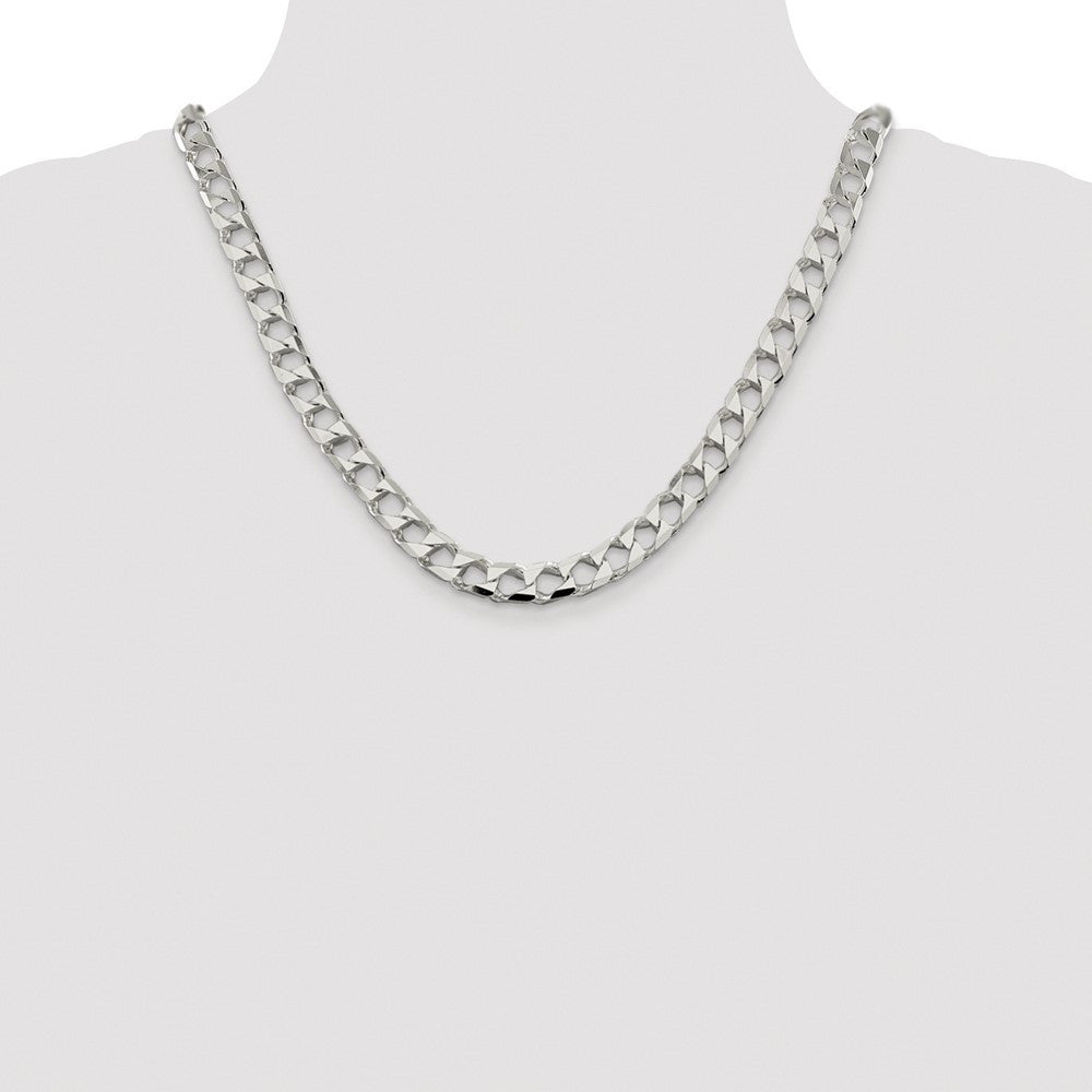 Sterling Silver Rhodium-plated Diamond-Cut Square Curb Chain Necklace 20"
