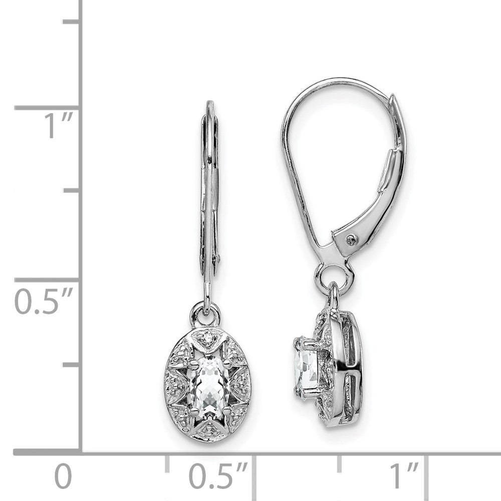 Sterling Silver Rhodium-plated Diam. & White Topaz Dangle Earrings