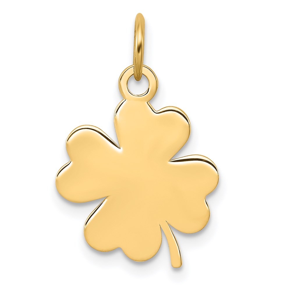 14k Yellow Gold Plain .018 Gauge Engravable Clover Disc Charm Pendant